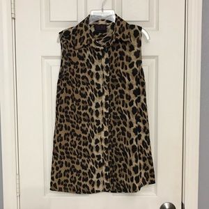 Hot Miami Styles Sleeveless Button Up Top Sz SM